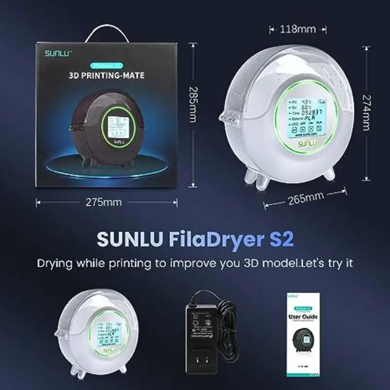 3D Filament Dryer S2 FilaDryer Dry Box S2 Drying Filaments Storage Box Keeping Filament Dry Holder Free 3D Printer Mate