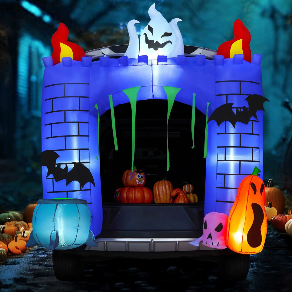 Halloween 6 ft Inflatable Haunted Castle with Ghost and Pumpkin