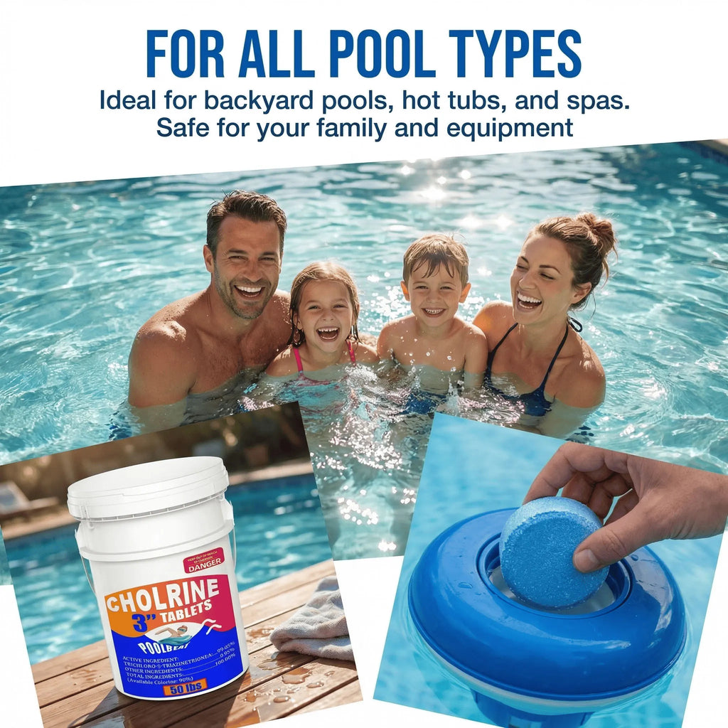 3 inch 50 Pounds Chlorine Tablets , Stabilized Chlorine Tablets for Hot Tubs, Swimming Pools and Spas - Slow Dissolving