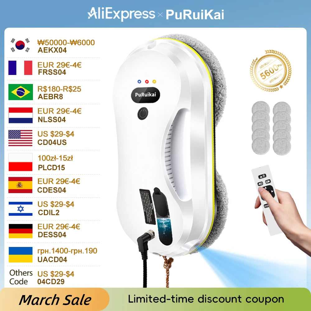 Household window automatic water spray cleaning robot vacuum cleaner remote control electric window wiper household glass wiper
