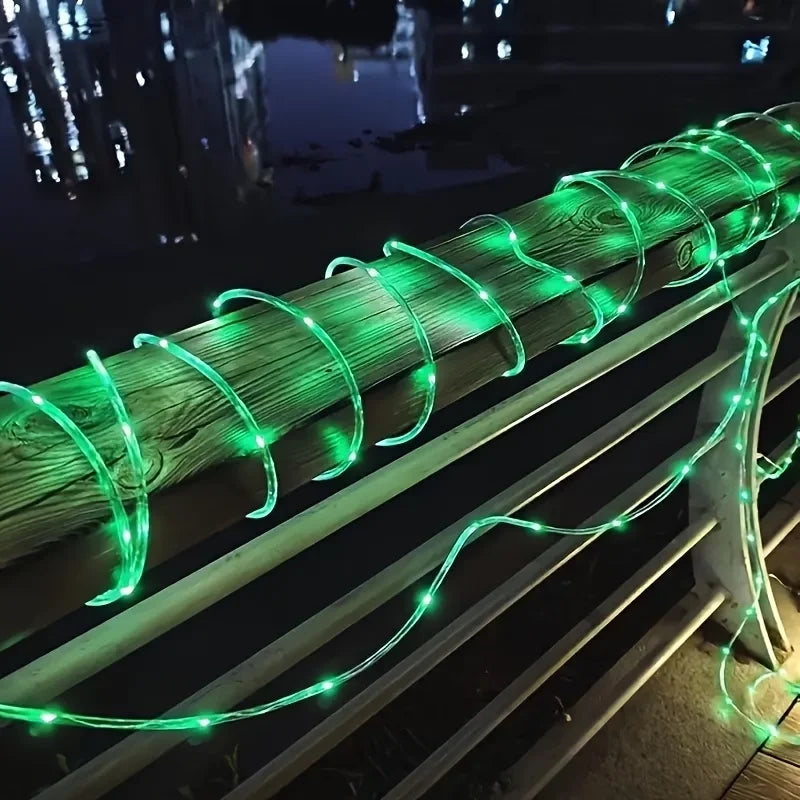 Solar LED Rope Tube Lights 100 LED, 8 Modes Waterproof Outdoor String Lights for Fence and Garden