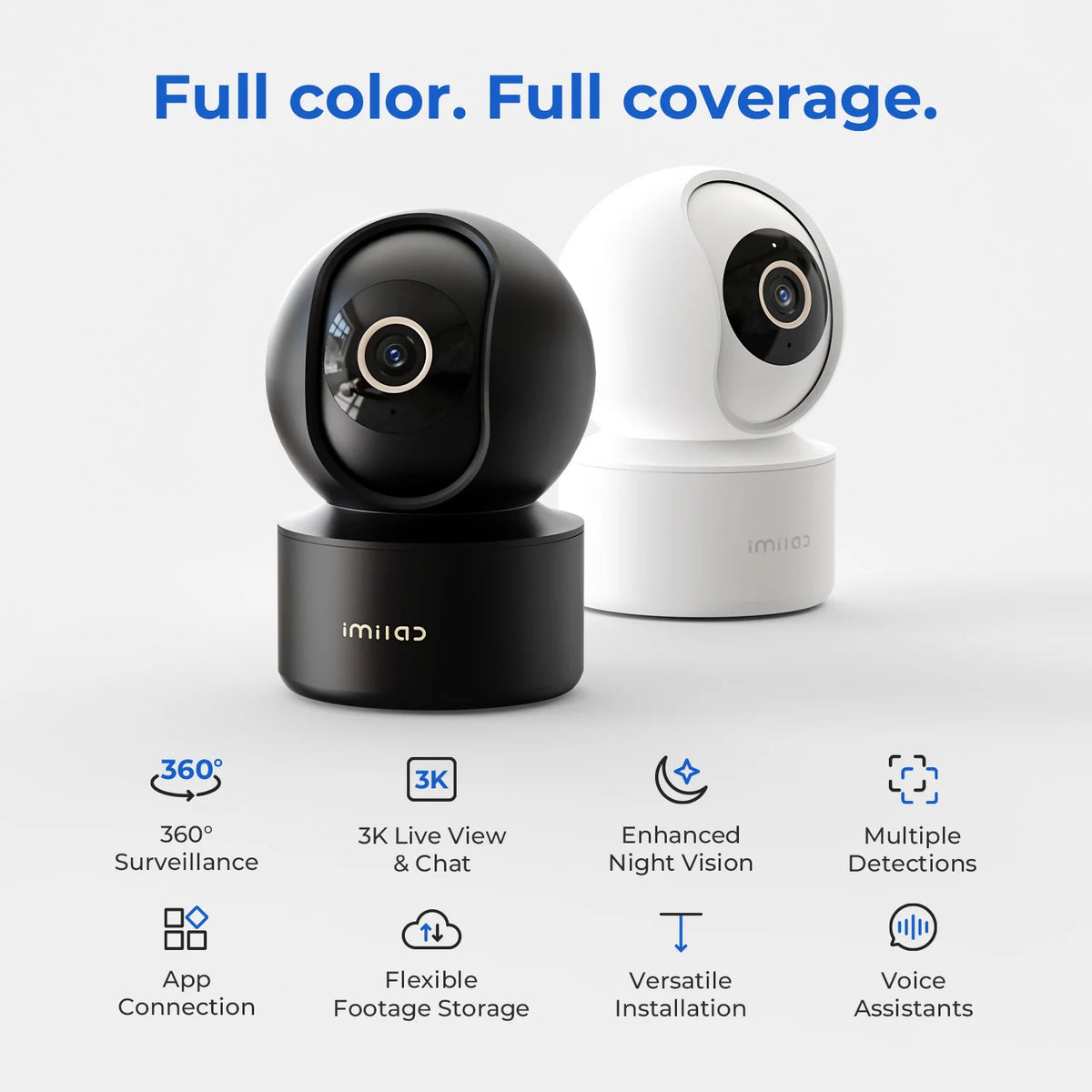 C22 3K IP Indoor Camera Detection Color Night Vision Monitor for Baby 2-Way Audio Wi-Fi6 Powerful AI Algorithm White