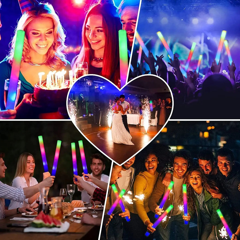 Glow Sticks Bulk 102Pack LED Light Up Foam Sticks 3 Modes Color Flashing,Glow Party Supplies for Wedding Birthday Concert