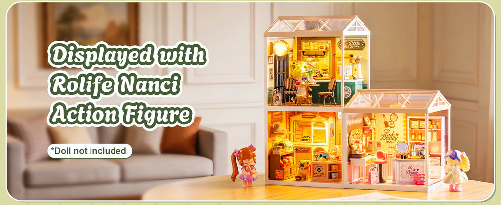 Rolife Dollhouse 3D Puzzle Super Creator Serious DIY Miniature House Kit with LED Light for Home Decor Birthday Gift for Girls Teens(DW026/27/28)