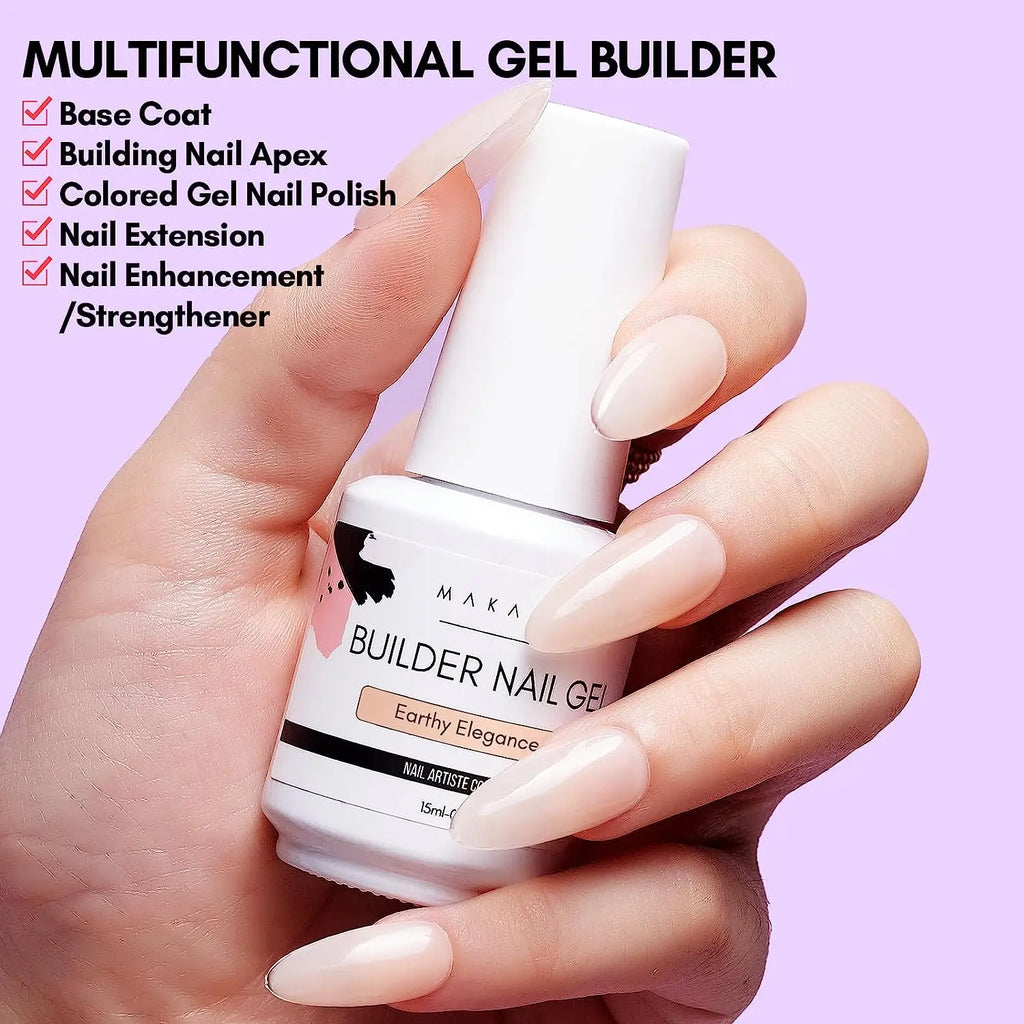Makartt 5-in-1 Builder Gels Nail Gel Extension Nail Strengthen & Nail Repair Base Coat Nail Polish Soak Off UV/LED Lamp Needed