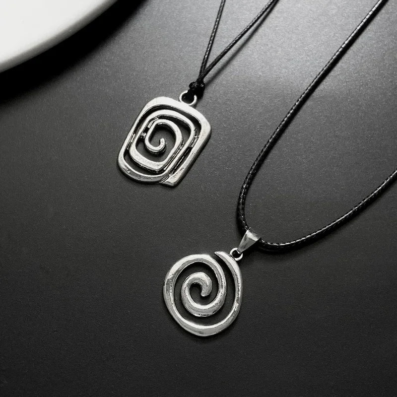 Vintage Spiral Vortex Pendant Necklace Hand-woven Leather Rope Necklace for Women Boho Goth Necklace Fashion 2026 Y2K Jewelry