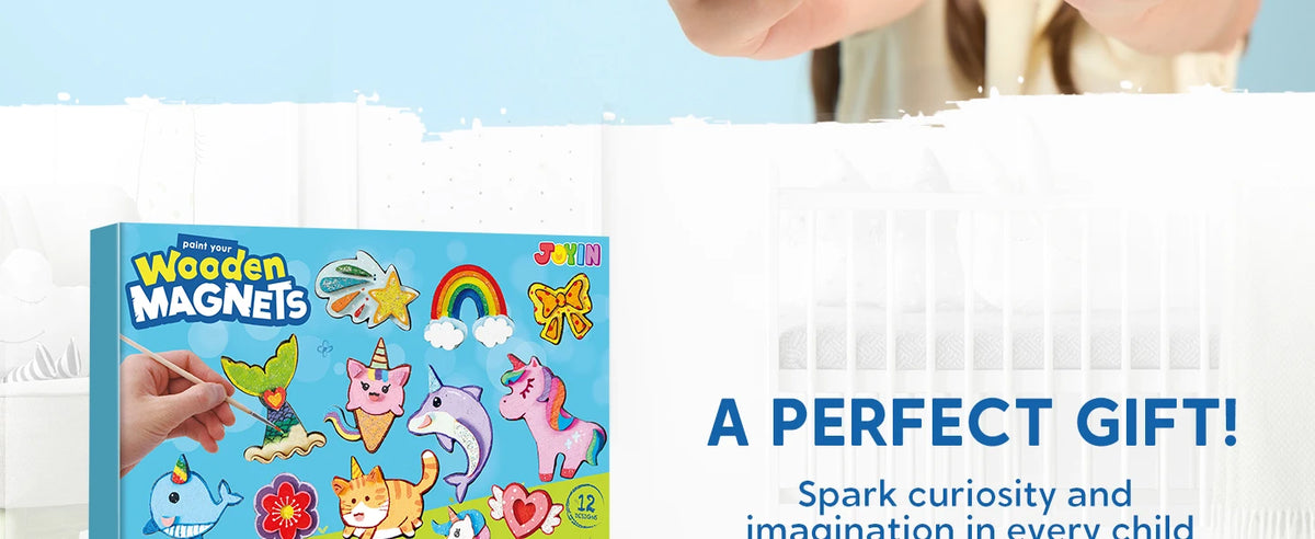 JOYFY 12 pcs Fantasy Wooden Magnets Unicorn Painting Craft Spring and Rainy Day ActivitiesToys for Kids Birthday Chirstmas Gift