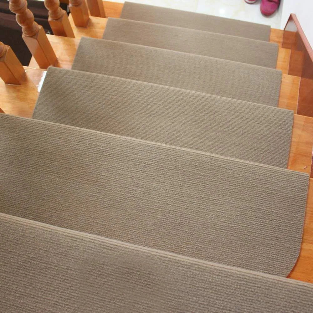 13PCS Carpet Stair Treads Mat 55*24cm Beige Stair Non-slip Carpet Mat Protection Cover Pad for Hallway Children's Bedroom