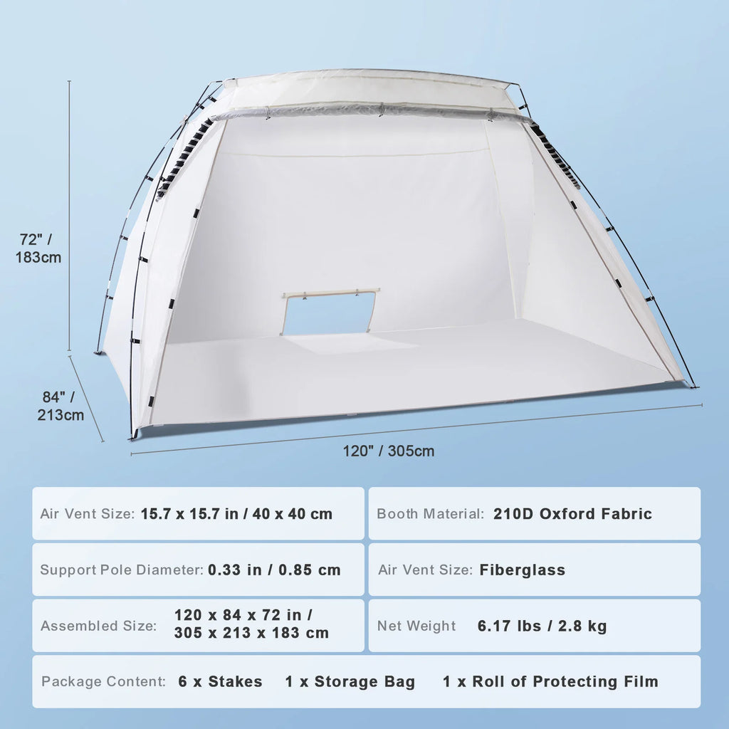 SucceBuy Portable Paint Booth Shelter 7.5x5.2x5.2/10x7x6ft Foldable Spray Painting Tent for Furniture Craft Project DIY Tool