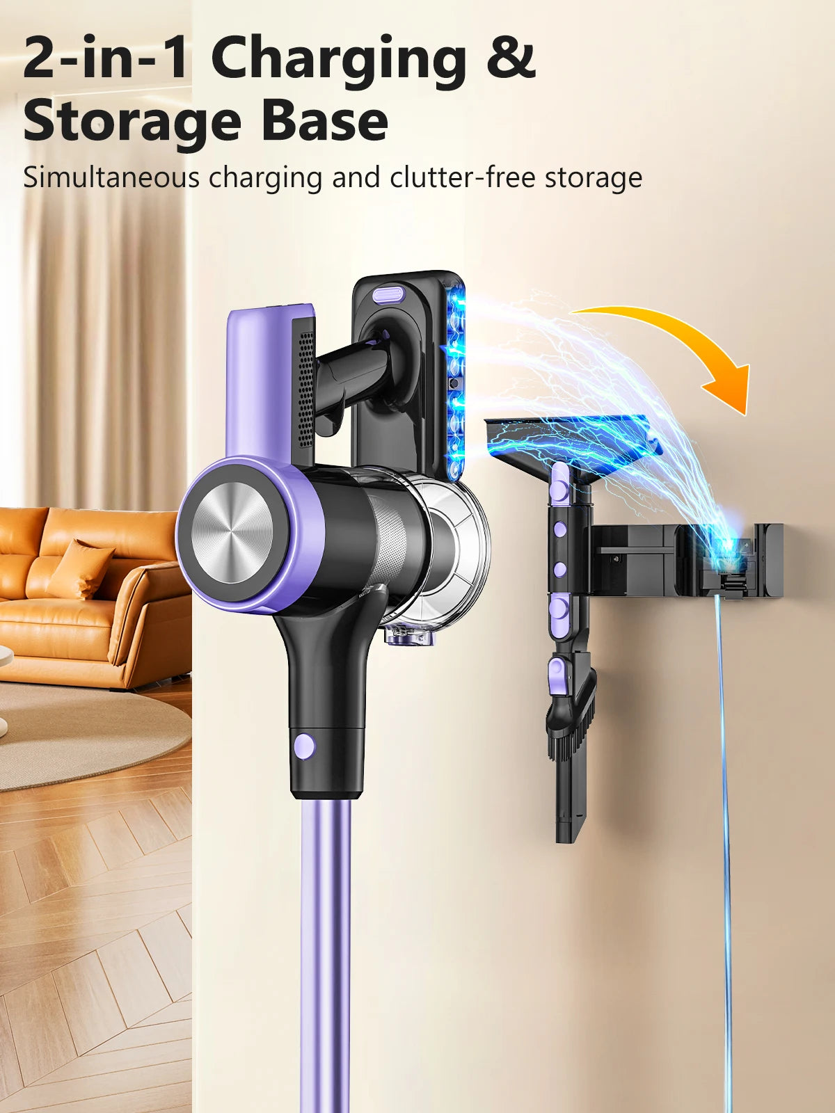 500W/55KPA Self-Standing Cordless Vacuum Cleaner,60 Mins Handheld Vacuum Cleaners,Smart LED Screen Vacuum for Rug/Fur