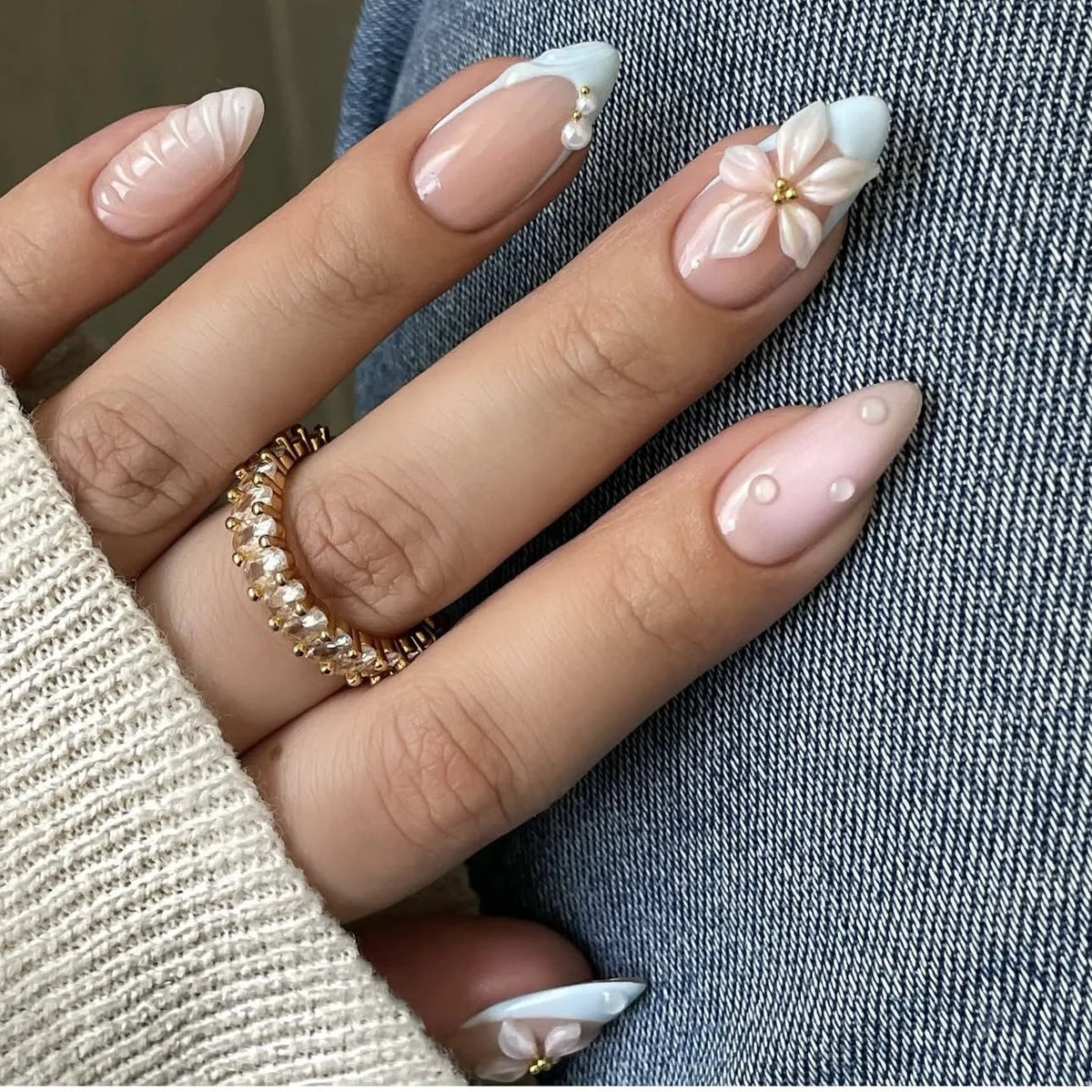 Almond Pearl Press-On Nail Kit, 24 Pieces
