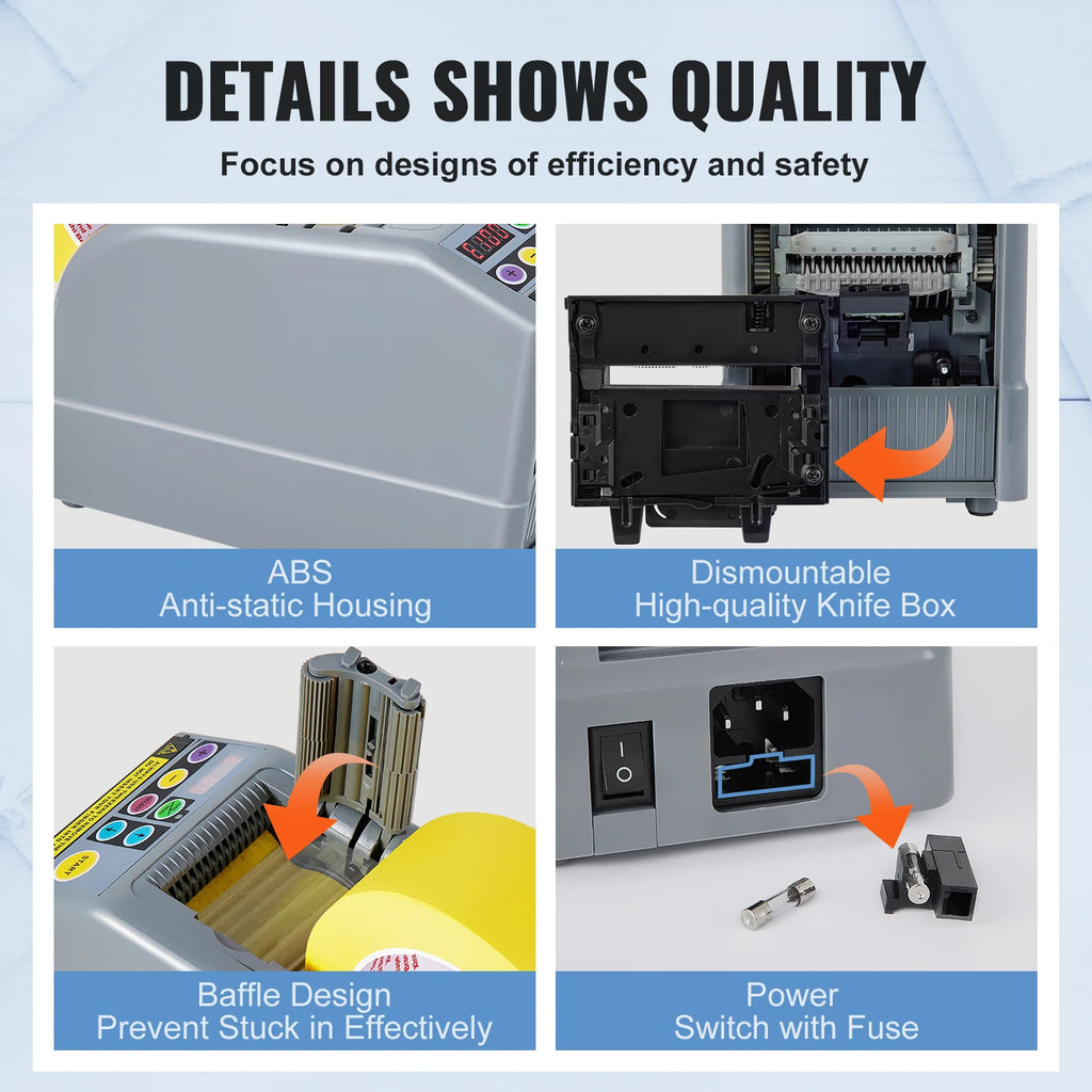 ZCUT-9 Automatic Tape Cutting Machine Paper Slitting Dispenser 6-60mm Adhesive Electric Tape Cutter for Product Package