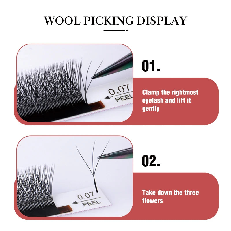 DeceMars 3D W-Shaped Lash Extensions, Pre-Made Volume Fan False Eyelashes