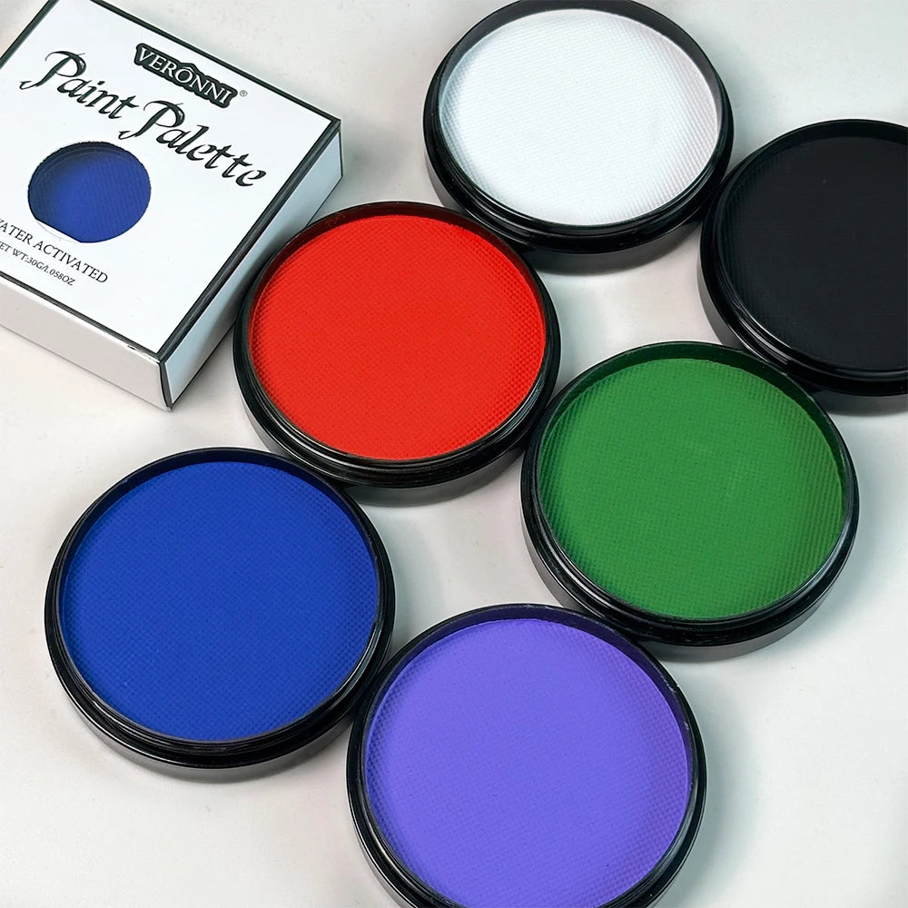 30g Face Body Painting Palette,Non-Toxic & Safe Monochromatic Water Based Face & Body PaintMakeup for Cosplay,Halloween Festival