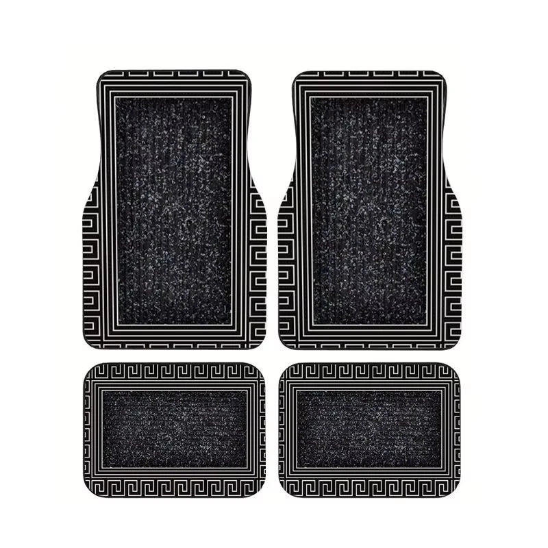 Red Bohemian Paisley Car Floor Mats, 4-Piece Universal Anti-Slip Auto Carpet Set