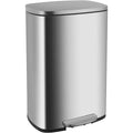 13 Gallon 50L Kitchen Step Trash Can with Lid Fingerprint-Proof Brushed Stainless Steel Garbage Bin for Office Bedroom Bathroom