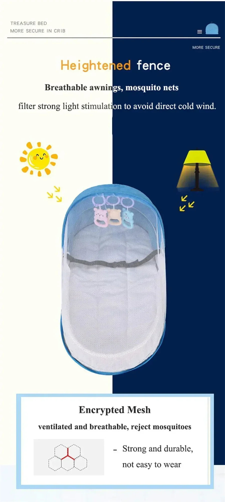 Portable Foldable Baby Bassinet, Travel Crib Bed for Newborns