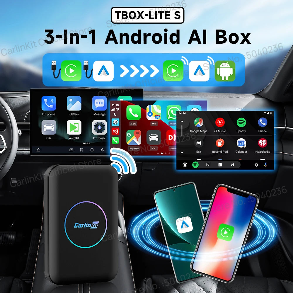 2026 CarlinKit Android TV Box LITE CarPlay Android Auto Wireless USB Adatper Support Netfilx Youtube Spotify For Car Multimedia
