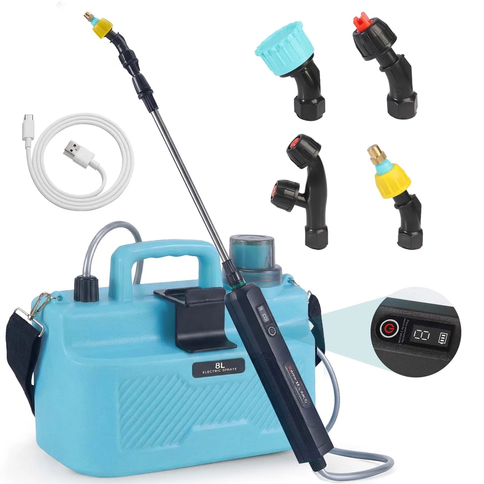 Shoulder Style Electric Sprayer 8L Watering Can With Spray Gun Automatic Garden Plant Mister USB Rechargeable Irrigation Tool