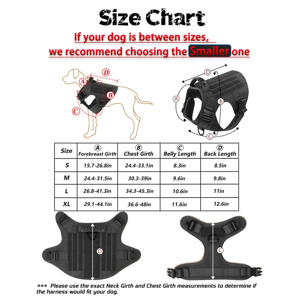 Tactical Dog Harness with MOLLE Pouches, No-Pull Training Vest for Medium and Large Dogs