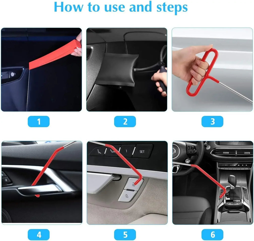EAFC 21/18PCS Car Window Door Emergency Open Key Lost Lock Out Unlock Auto Tools Kit Air Wedge Bag PumpOpen Unlock for Car Truck