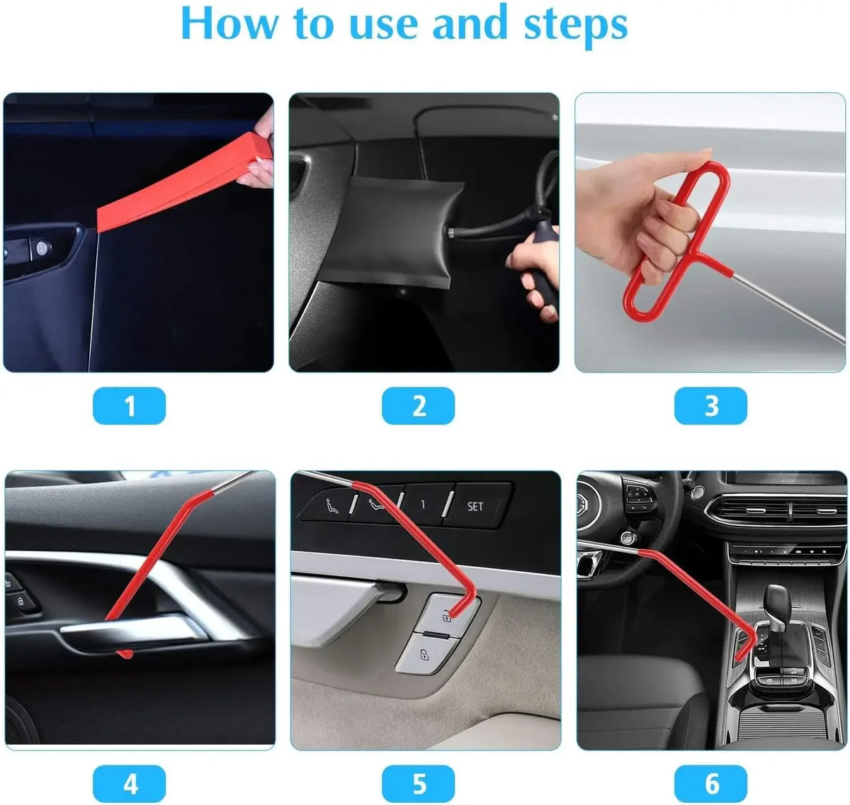 EAFC 21/18PCS Car Window Door Emergency Open Key Lost Lock Out Unlock Auto Tools Kit Air Wedge Bag PumpOpen Unlock for Car Truck