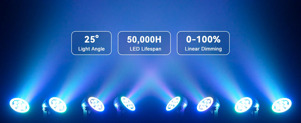 U'King 1/2/4Pcs Mini 7-LED RGB Rechargeable Par Lights With Light Strip Effect Par Can Stage Lights For Wedding DJ Party KTV Bar