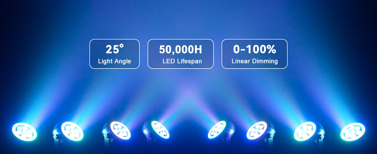 U'King 1/2/4Pcs Mini 7-LED RGB Rechargeable Par Lights With Light Strip Effect Par Can Stage Lights For Wedding DJ Party KTV Bar