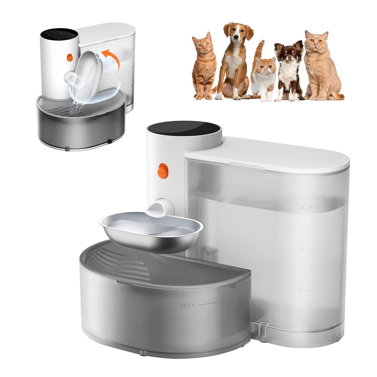 Stainless Steel Bowl Pet Intelligent Pouring Water Dispenser Automatically Purifies The Wireless Drinking Bowl For Cats