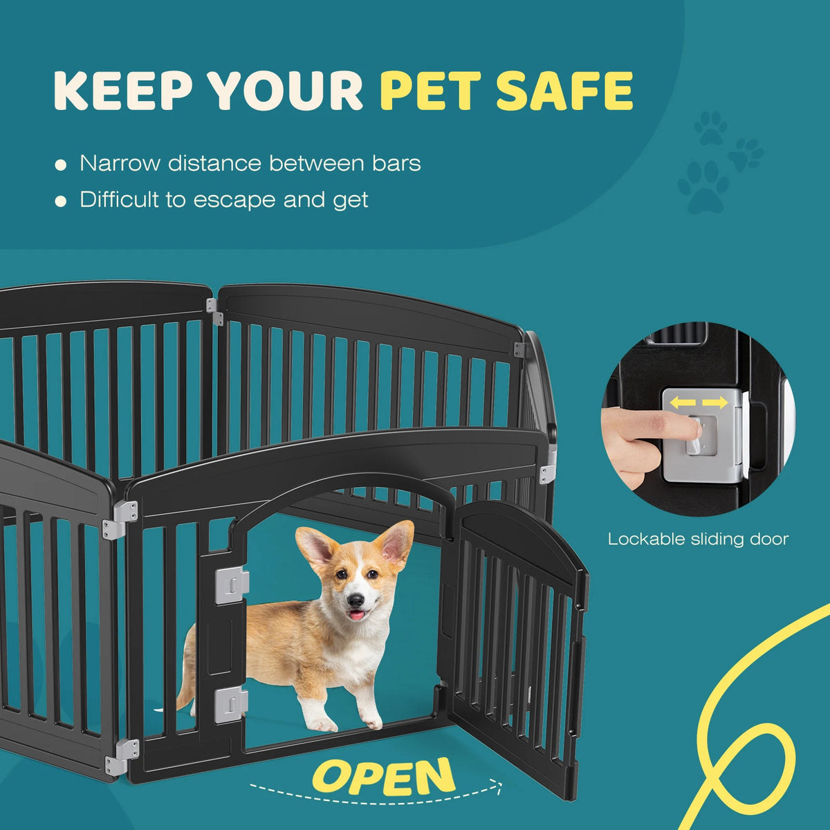 Plastic Dog Playpen 6 Panel 24IN Expandable Durable Pet Fence for Medium Dogs, Indoor Outdoor Folding Portable Puppy Playpen