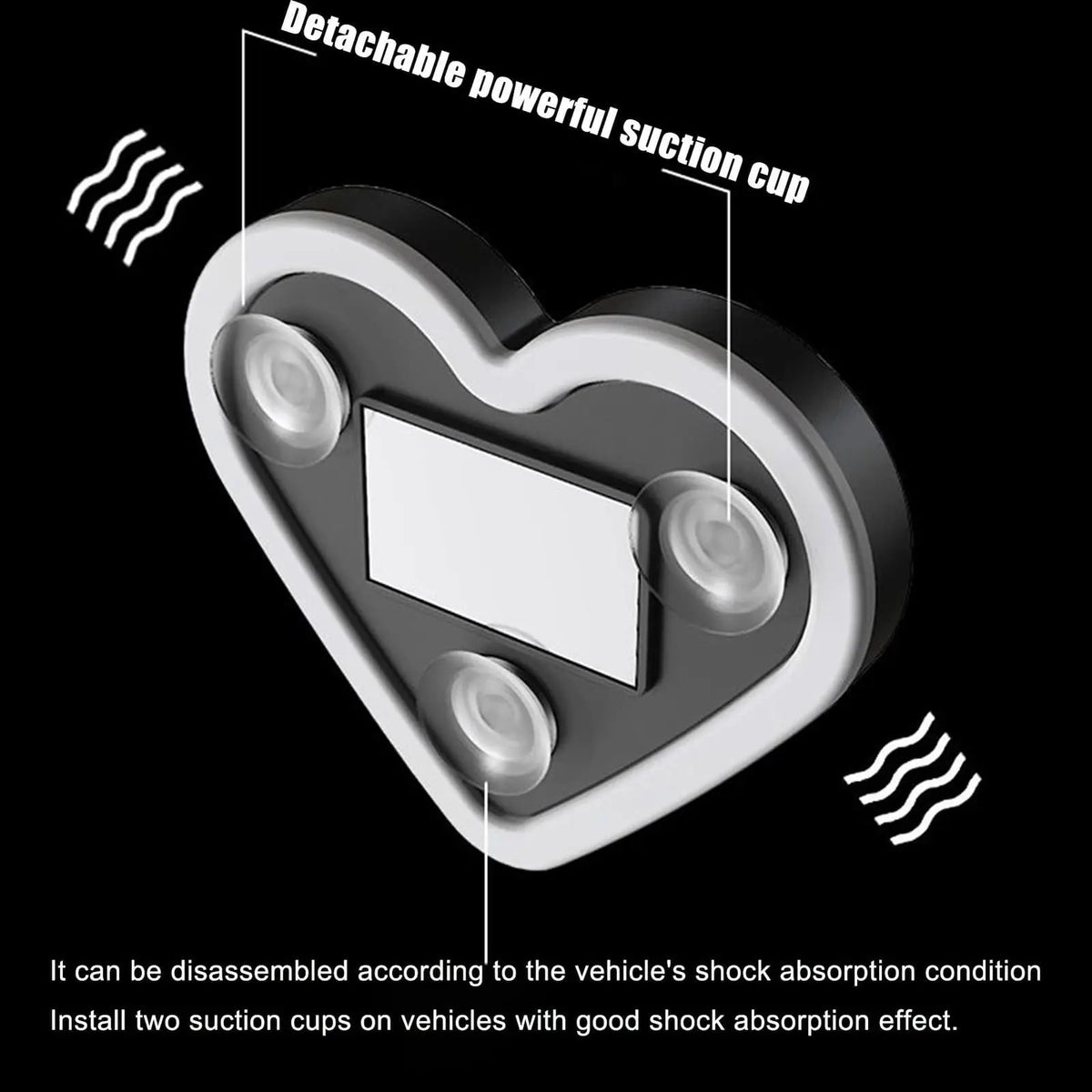 Heart-Shaped Car Ambient Neon Light, Solar and USB-C Rechargeable with Suction Mount