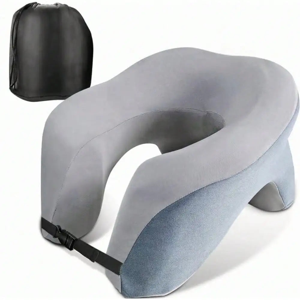 360° Head Support Memory Foam 2-In-1 Neck Pillow, With Storage Bag, Adjustable Buckle, Suitable For Travel, Home, Office And Gaming