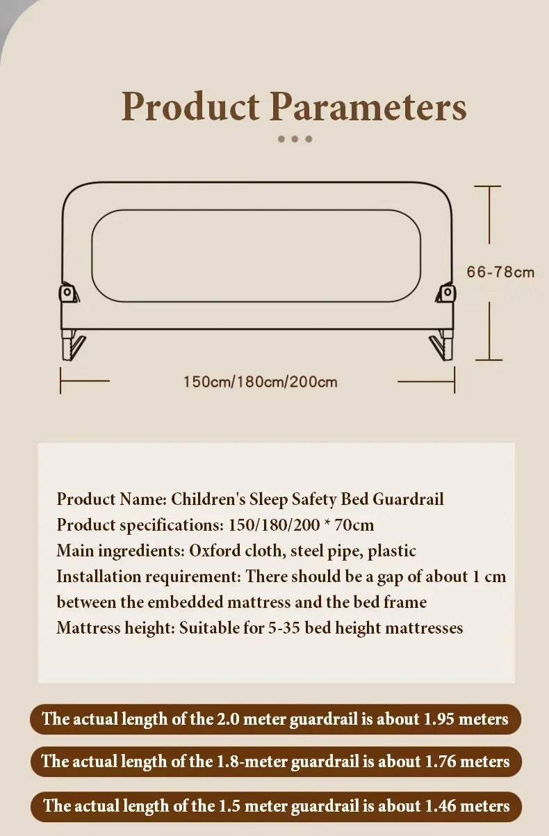 Adjustable Bed Rail Guard for Toddlers, Portable Anti-Fall Safety Bed Barrier