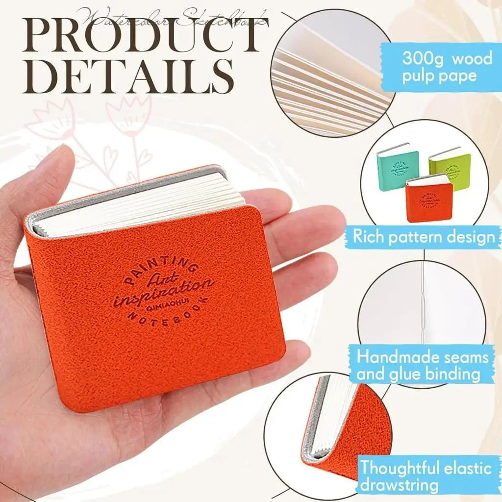 Square Watercolor Sketchbook Portable, Textured Drawing Paper Pad, Travel Art Journal Painting Album, Perfect for Outdoor Sketching & Beginners