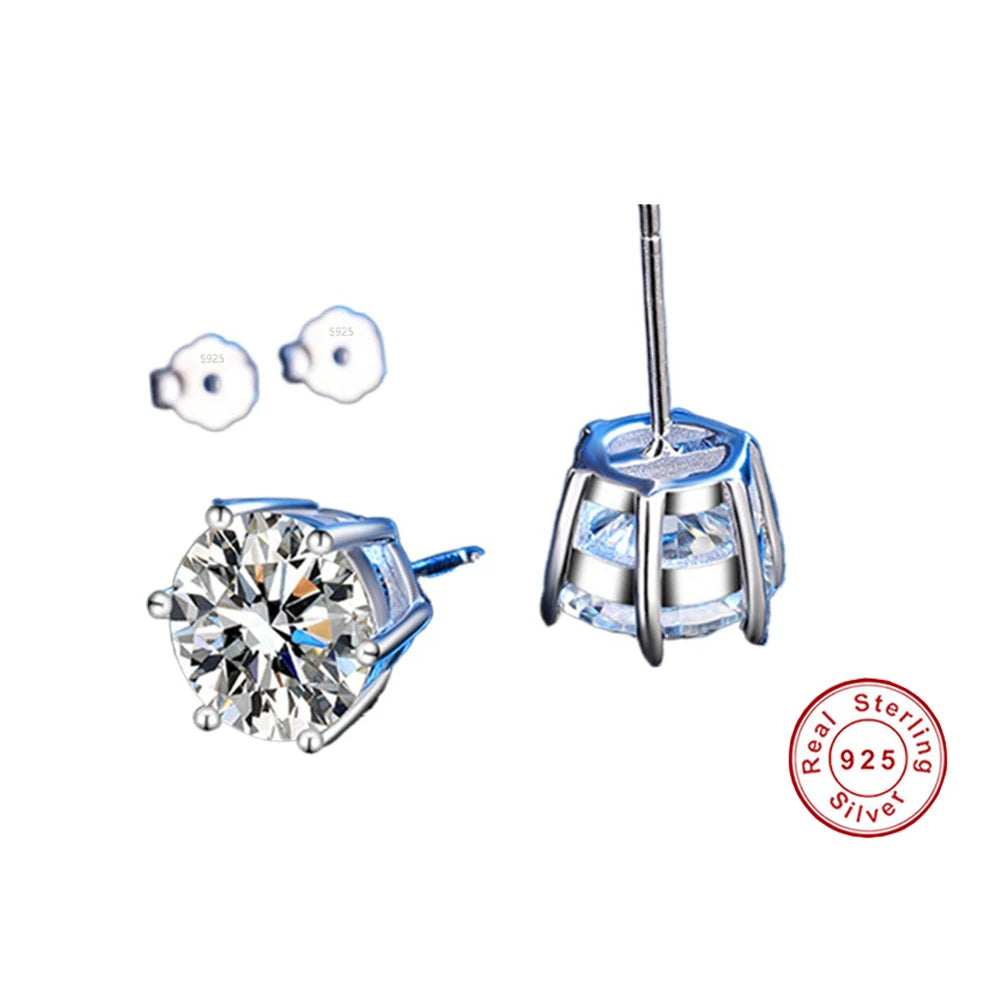 925 Sterling Silver Moissanite Stud Earrings