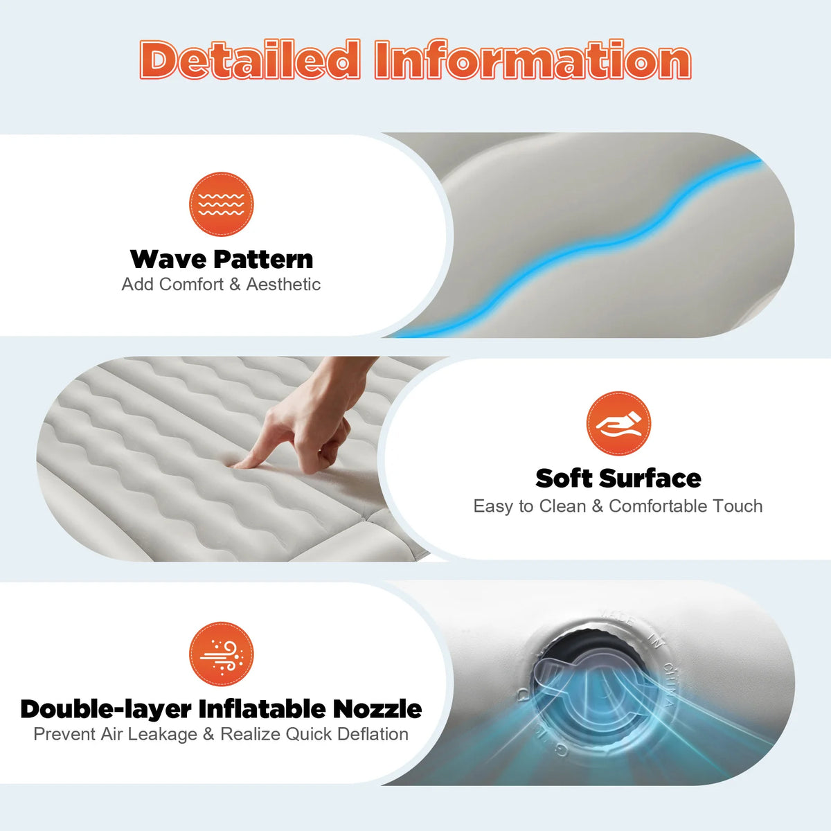 Inflatable Car Back Seat Air Mattress, Foldable Flocked Travel Bed with Pump