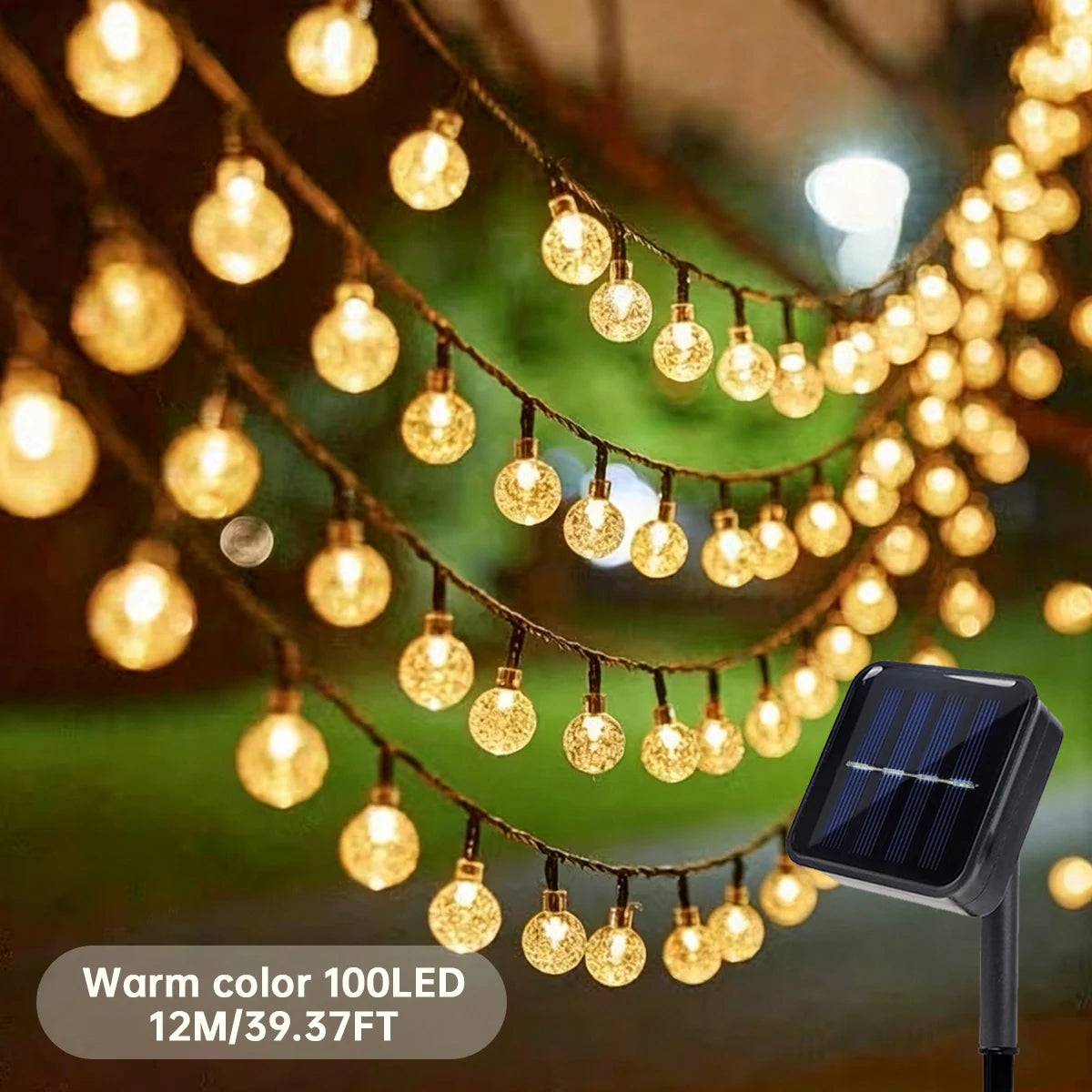 100 LED Solar Bubble Ball String Lights, 39ft