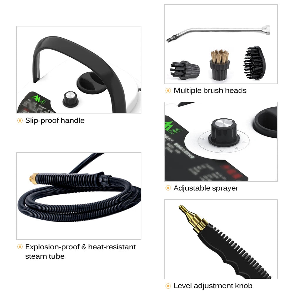 NEW 1500W Steam Cleaner for Car Cleaning Quick Heating High Temperature Steam Washer Portable Handheld Pressurized Steam Clean