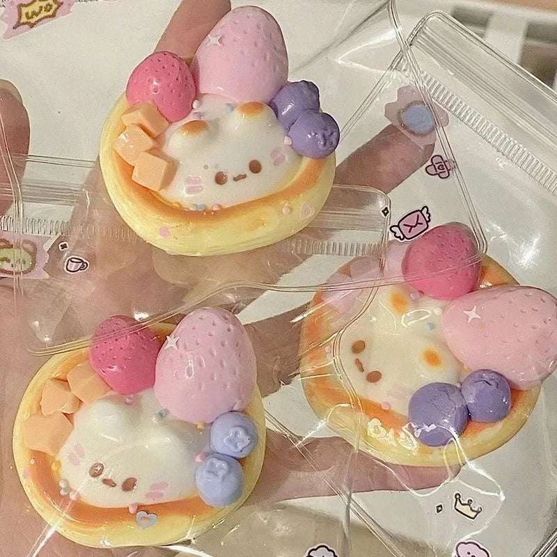 Kawaii Fruit Dessert Squishy Toy, Slow Rising Squeeze Stress Relief, Cute Bunny Cream Cake Fidget