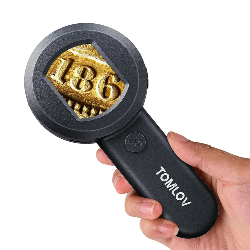 TOMLOV P10 Kids Microscope Digital Portable 100X Illuminated Jewelers Loupe Handheld Coin Magnifier with Light for Error Coins Collector Pocket Trichome Magnifying Glass