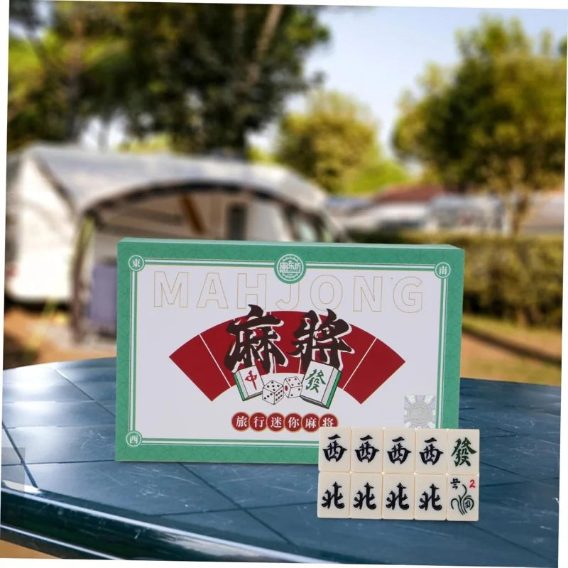 Authentic Mini Mahjong Set Portable Compact Travel Size for On-the-Go Family Fun Enhances Logical Thinking