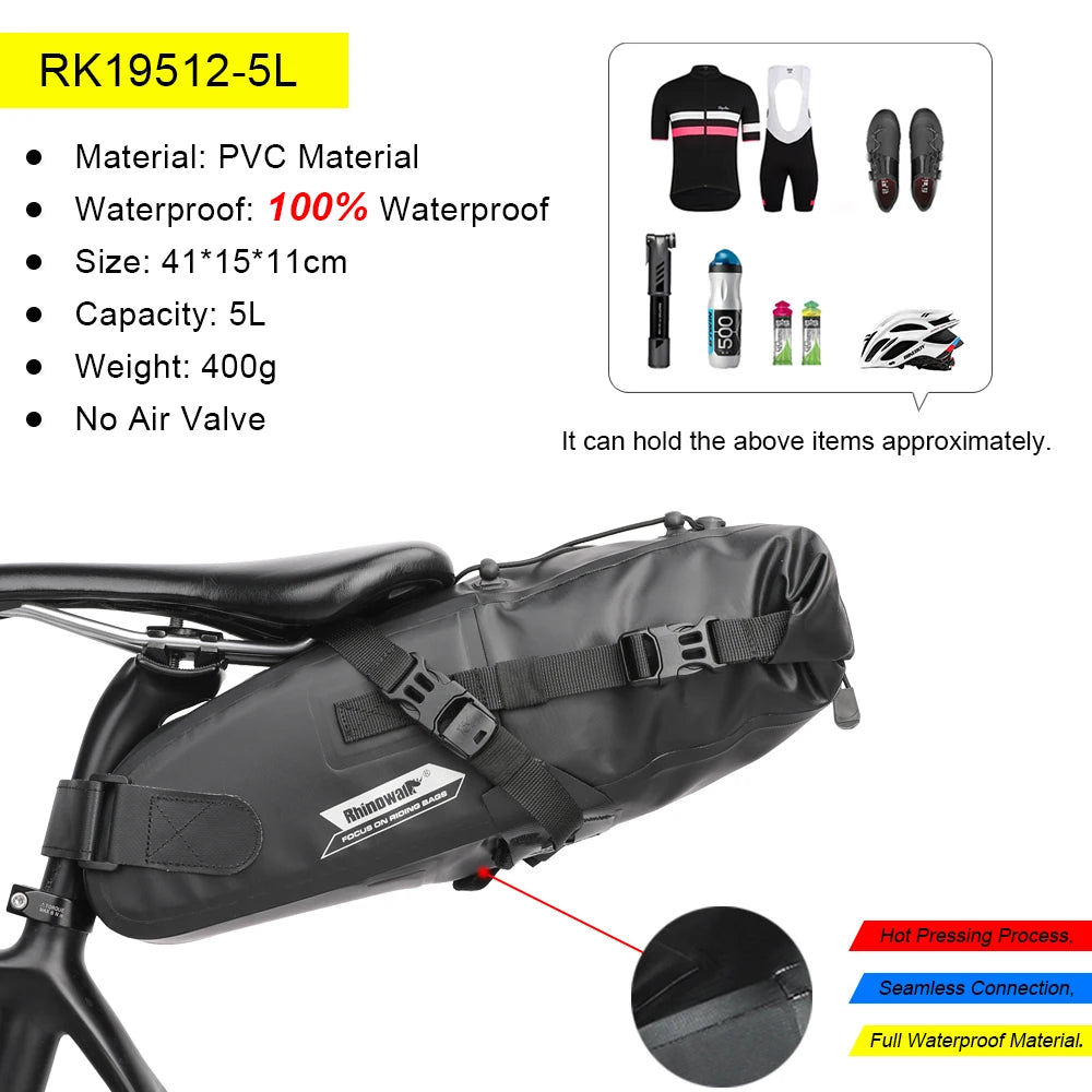 Bicycle Bag 5L-13L Full Waterproof Road Mountain Bike Cycling Rear Rack Bag Luggage Pannier Bike Saddle Accessories