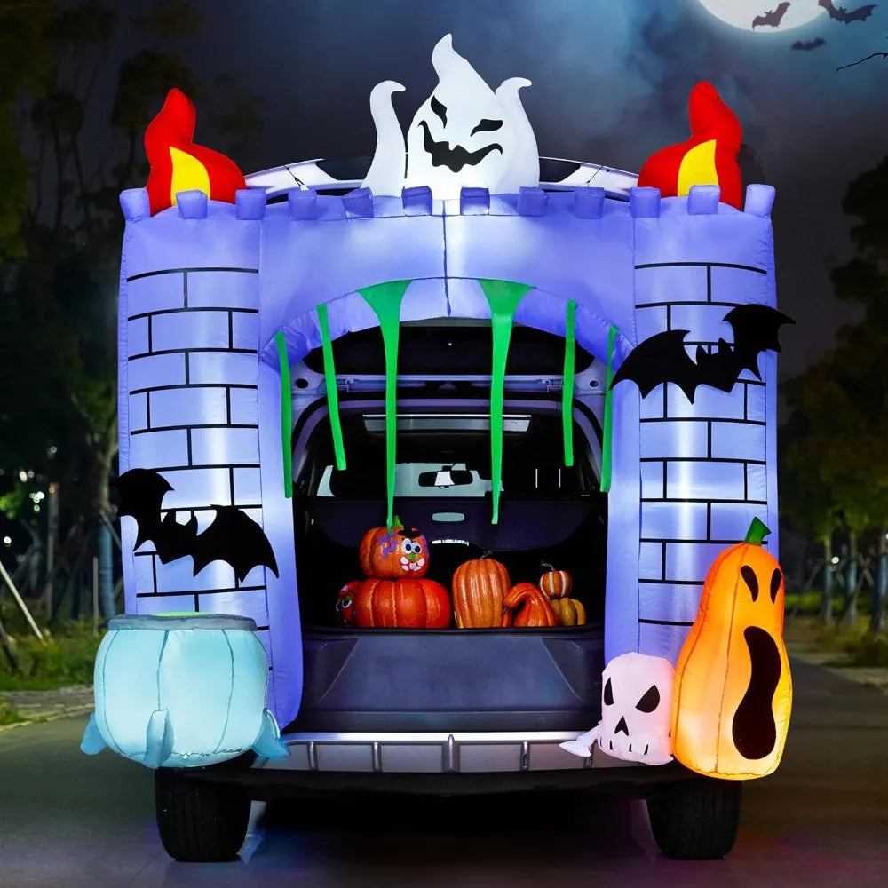 Halloween 6 ft Inflatable Haunted Castle Trunk-or-Treat Decor with LEDs
