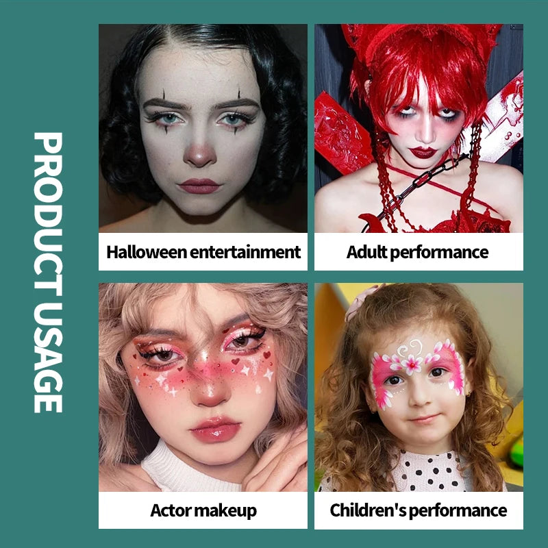 42 Colours Water Solubility Glitter Face Body Paint,Body Makeup Face Paint Pigments Stage Makeup for Halloween Masquerade Party