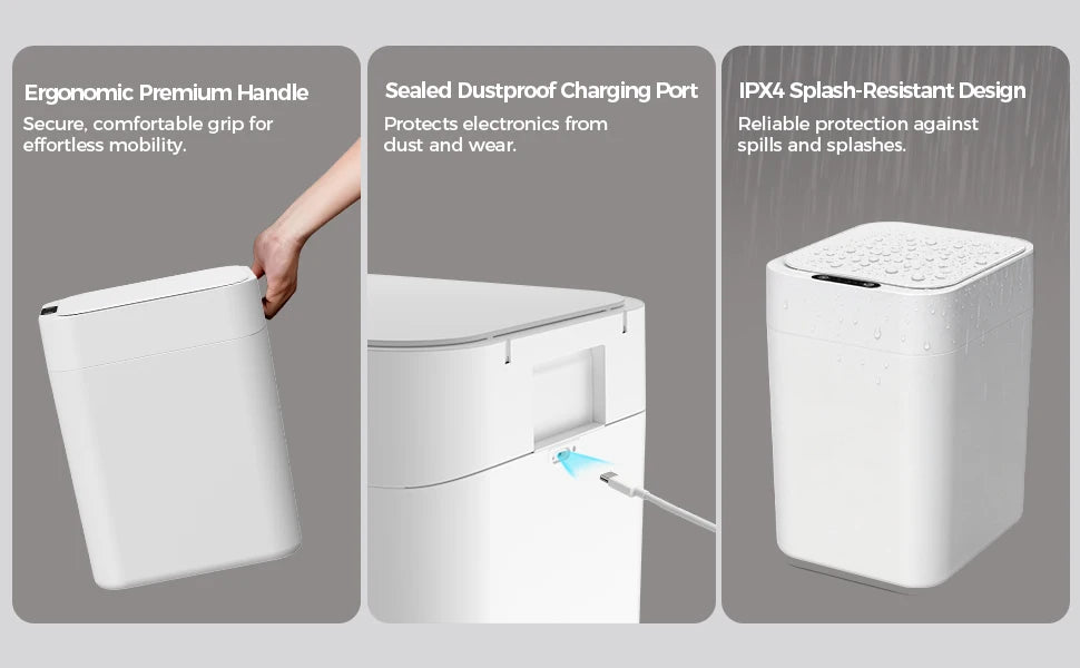 20L/30L Automatic Self Changing Trash Can Self Sealing Self Bagging Motion Sensor Touchless Smart Garbage Can with Lid for Kitchen Bathroom Bedroom