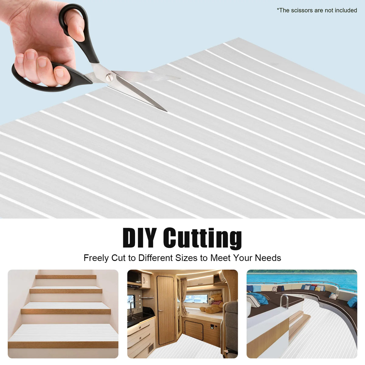 Self-Adhesive EVA Foam Floor Mat 90x240cm Faux Teak Waterproof Boat Decking RV Floor Pad 6mm Thick for Marine Caravan Home Gym