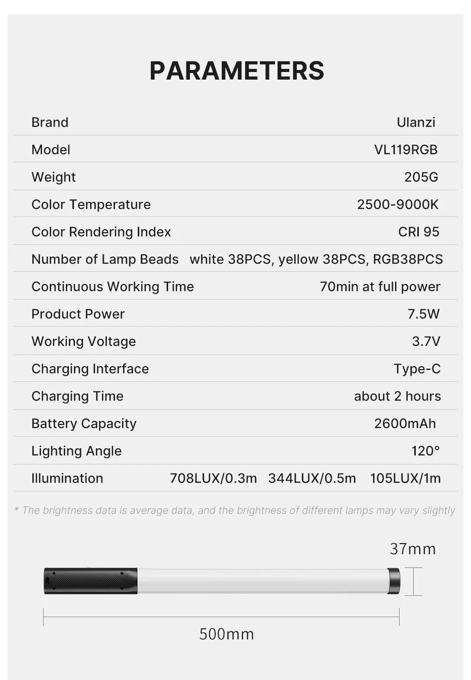 Ulanzi VL119 Handheld RGB LED Light Wand