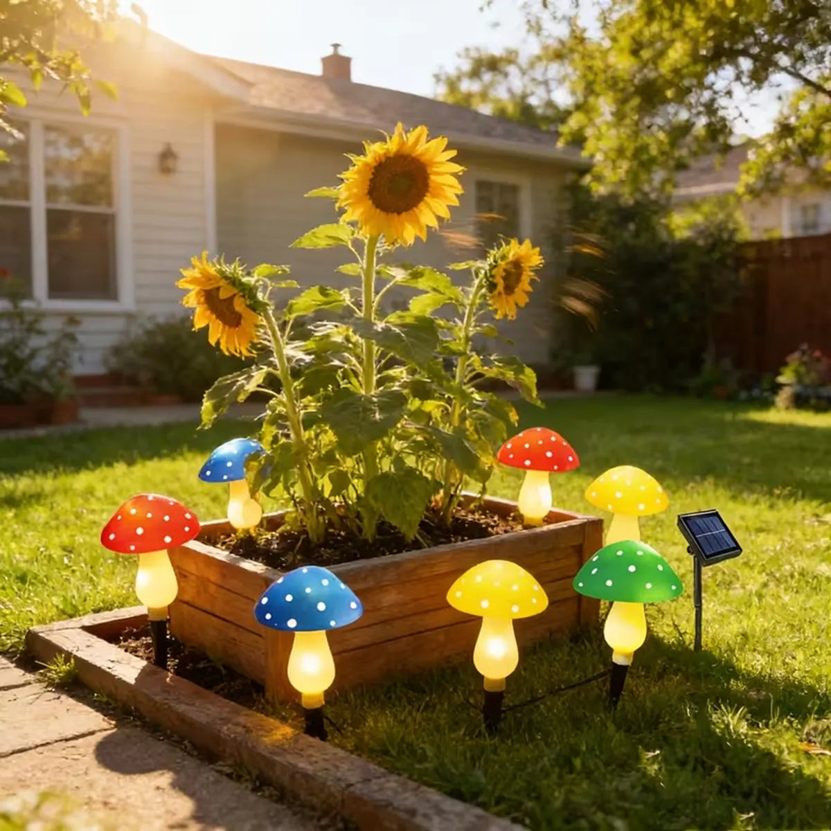 Solar Mushroom Garden Stake Lights, 8 Pack