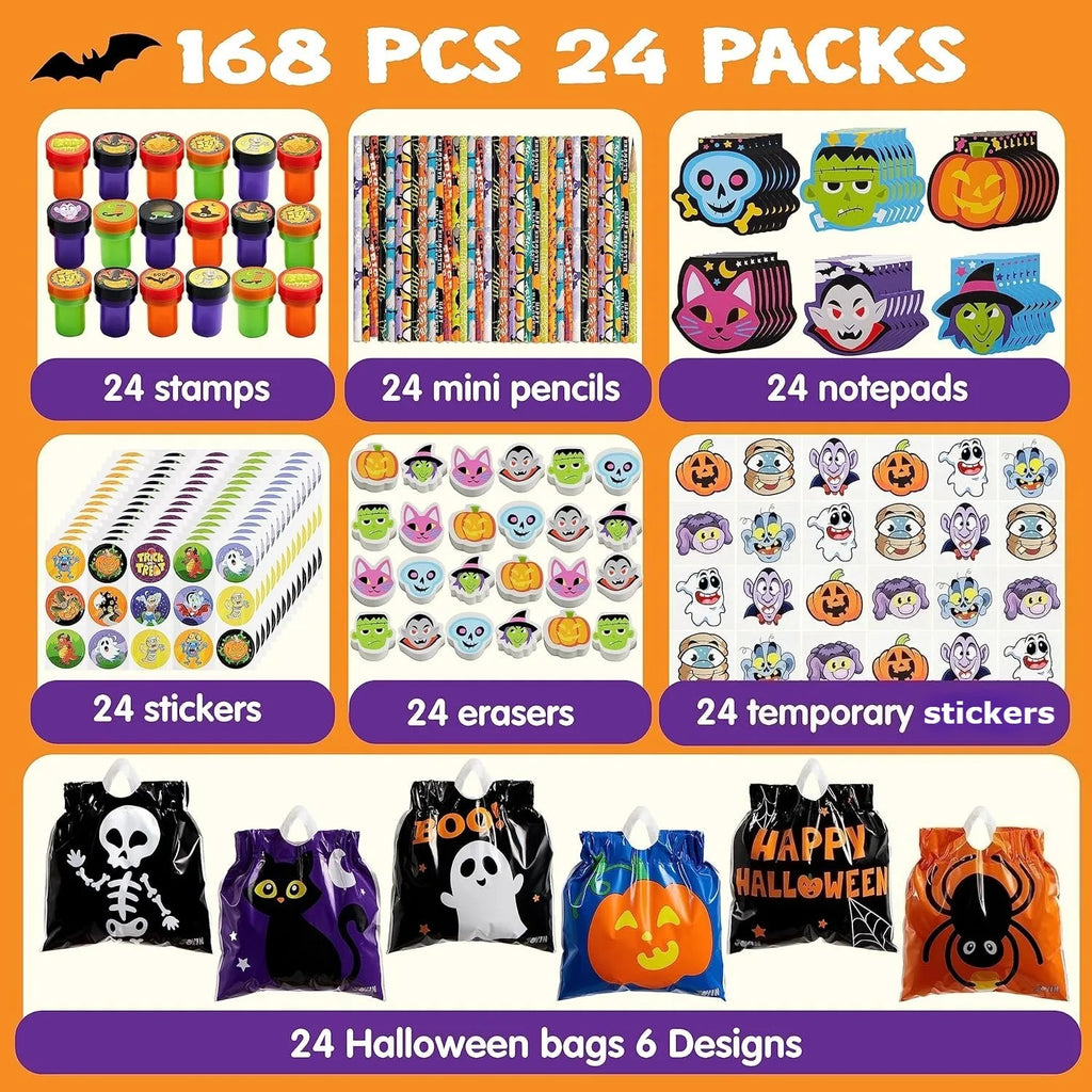 Halloween Party Favor Stationery Set, 168 Pcs for Trick or Treat Bags