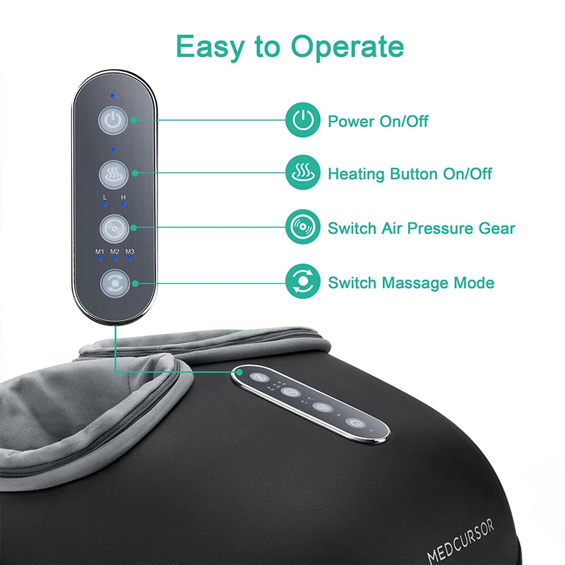 Medcursor Shiatsu Foot Massager Machine with Heat Roller Muscle Relaxation Pain Relief Electric Fully Wrapped Foot Massage